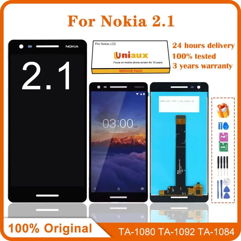 LCD Display Touch Screen Replacement, Digitizer Assembly, Nokia 2.1, TA-1080, TA-1092, TA-1084, Original