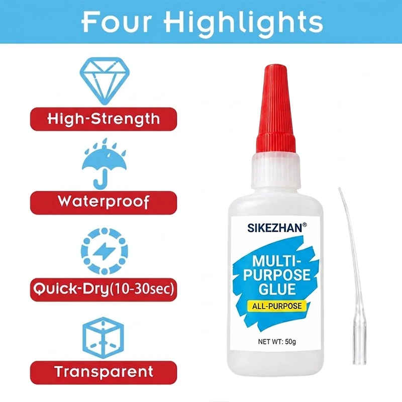 Universal Multi Purpose Glue All Purpose Repair Adhesive Liquid Strong Bonding Quick Drying Formula for Home Crafts 50g SIKEZHAN