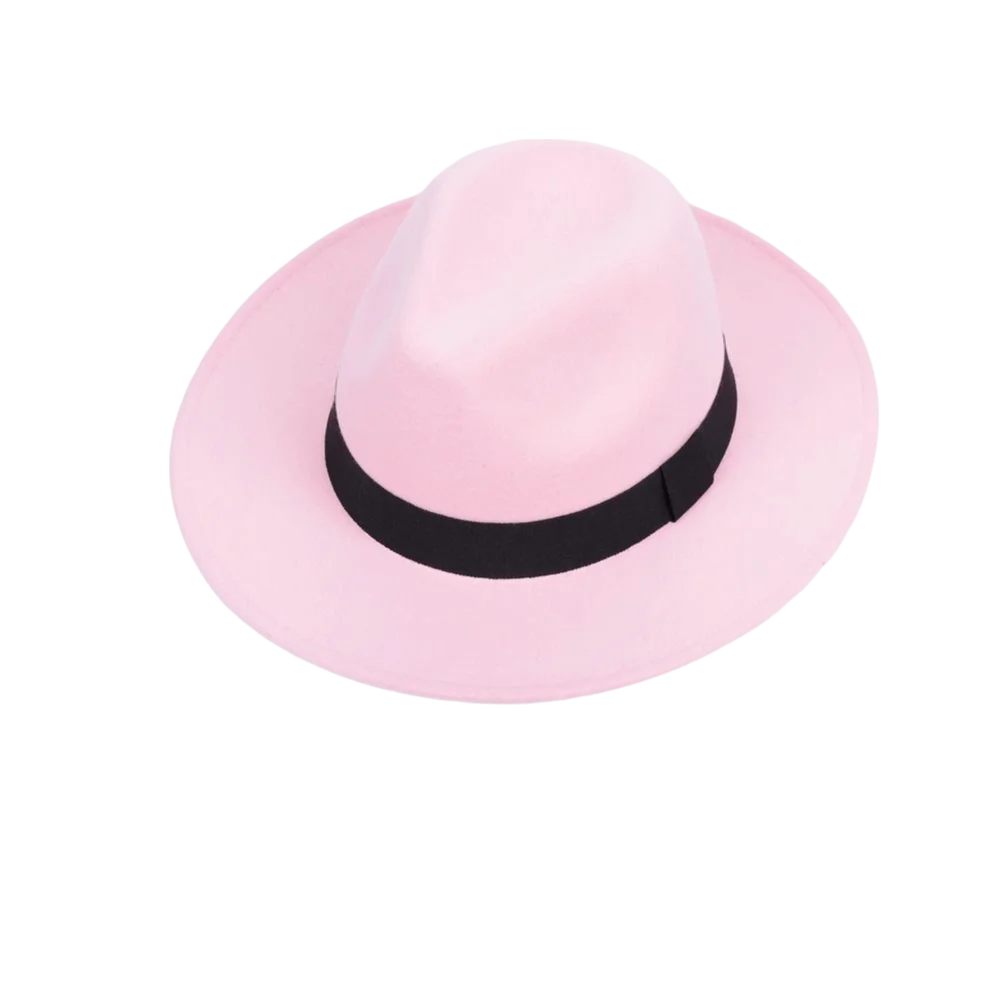 

Trendy Solid Color Men's Felt Hat British Style Classic Woolen Flat Top Hat Elegant Big Brim Women Jazz Hat Stage Performance