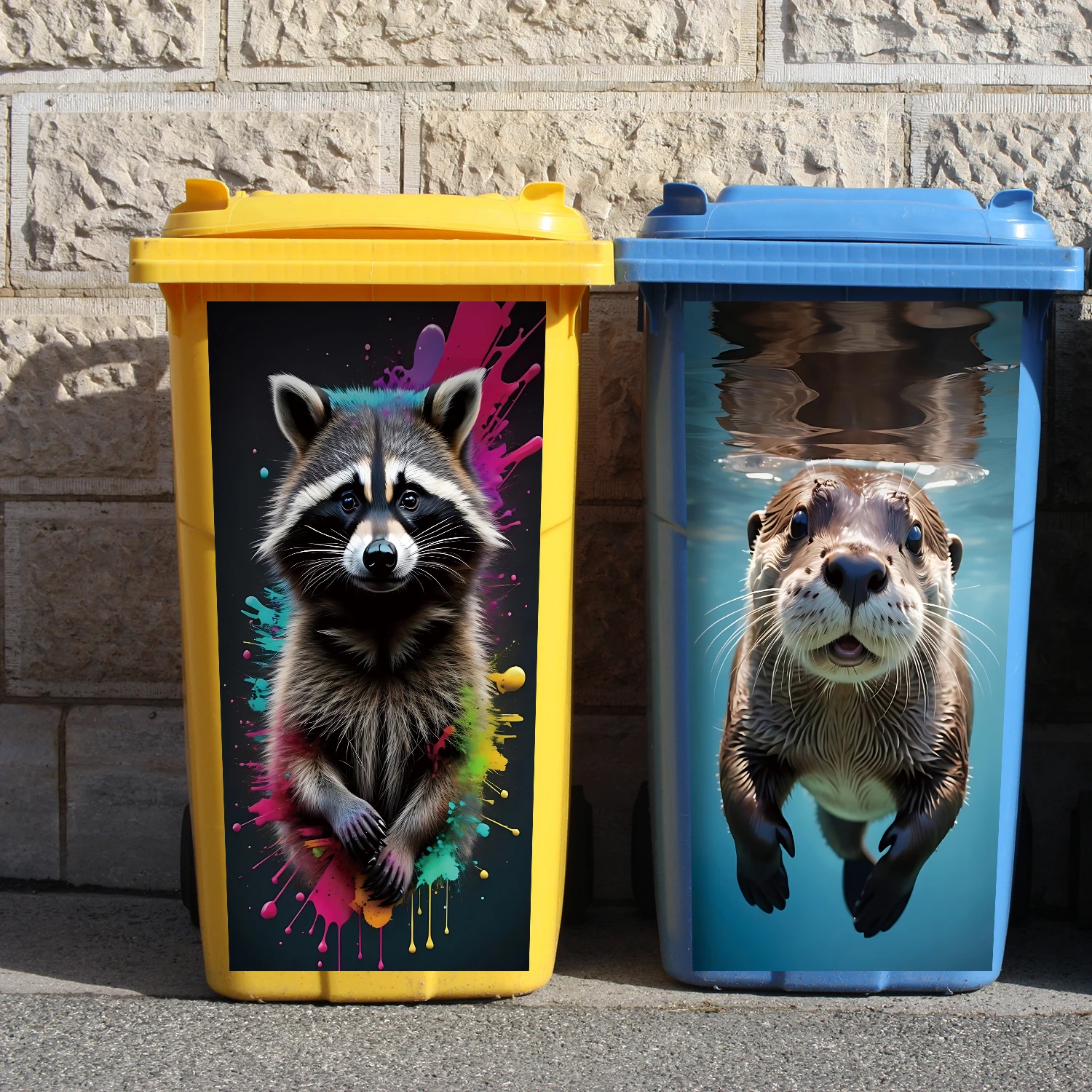 30 Styles Cute Animals Kapibara Brown Bear Trash Can Sticker Peel & Stick Waterproof Removable PVC Garbage Art Mural Wall Decals