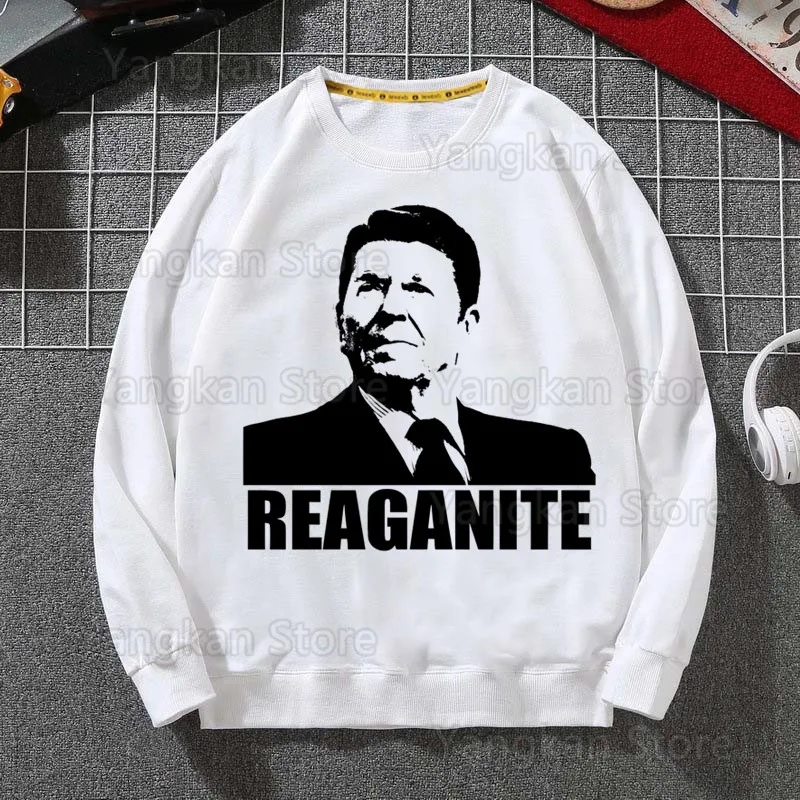 I Smell Hippies Ronald Reagan Sweatshirts Harajuku Streetwear Top Autumn Spring O Neck Pullover Hoody Mens