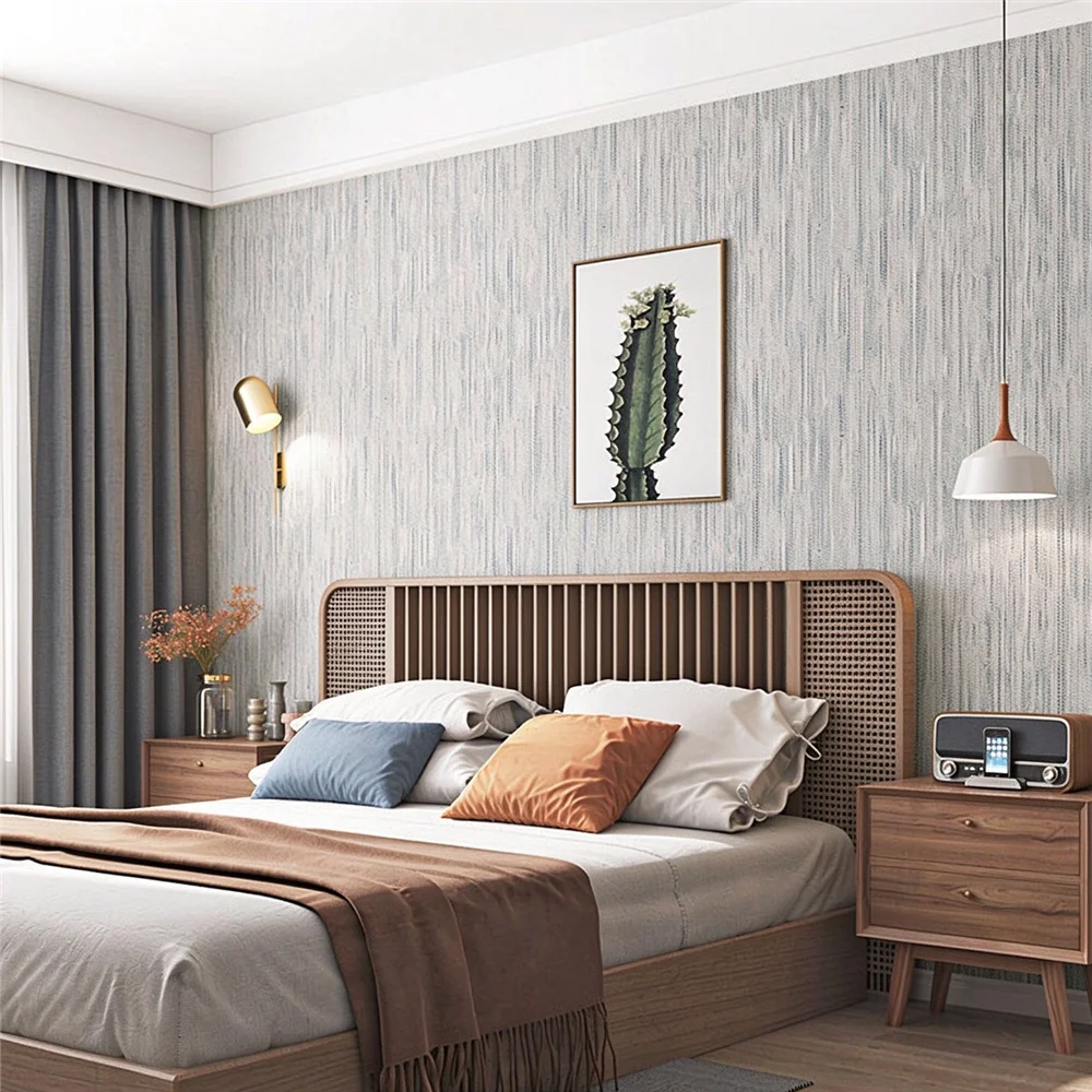 Modern solid color vertical stripe non-woven fabric trend wallpaper TV background wall paper living room bedroom home decoration
