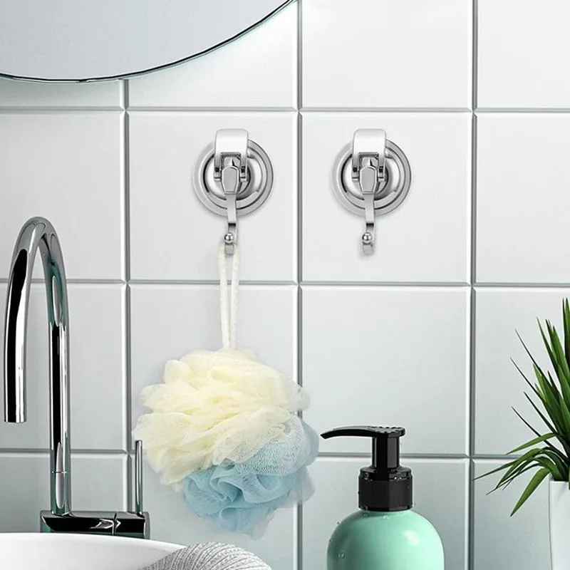 2-Pack Powerful Vacuum Suction Cup Hooks Invisible Non-Trace Bathroom and Kitchen Wall Hooks with Strong Vacuum Suction Cups