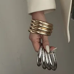 One Set Simple Multilayer Bangle Bracelet Fashion Punk Gold Silver Color Geometric Bangles For Women Men Gift Jewelry