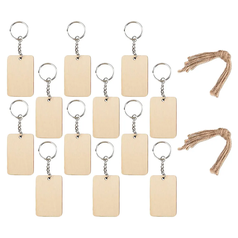 

60 PCS Wood Chip Keychain DIY Blank Keyring Pendant Kids Crafts Child Keychains Sturdy Iron Durable Practical Jewelry