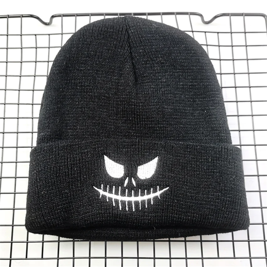 Winter Autumn Pumpkin Style Devil Face Surgical Sutures Embroidery Knit Beanies Hat Men Women Outdoor Keep Warm Cold Caps Zjp9