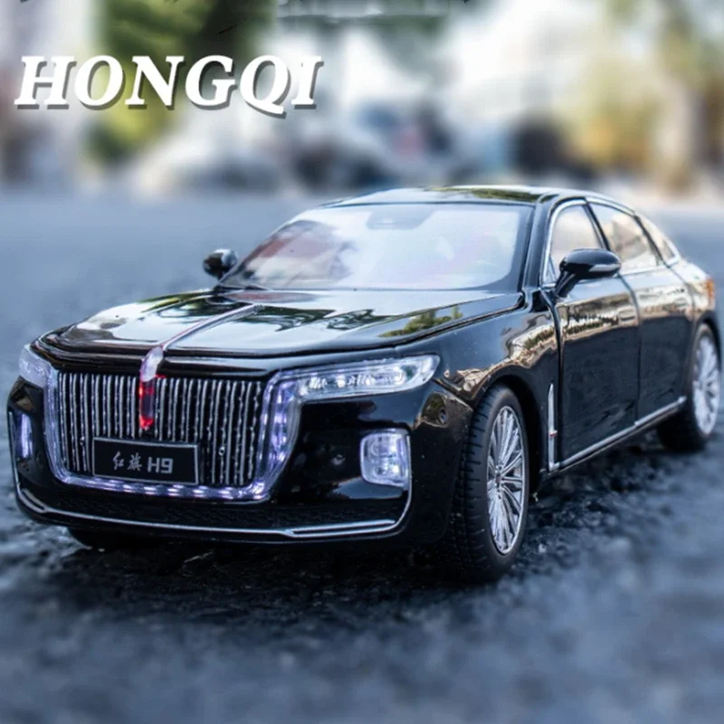 

1:24 HongQi H9 роскошный автомобиль из сплава Литые и игрушечные автомобили металлическая Игрушечная модель автомобиля со звуком и фотомагнитом коллекционная игрушка