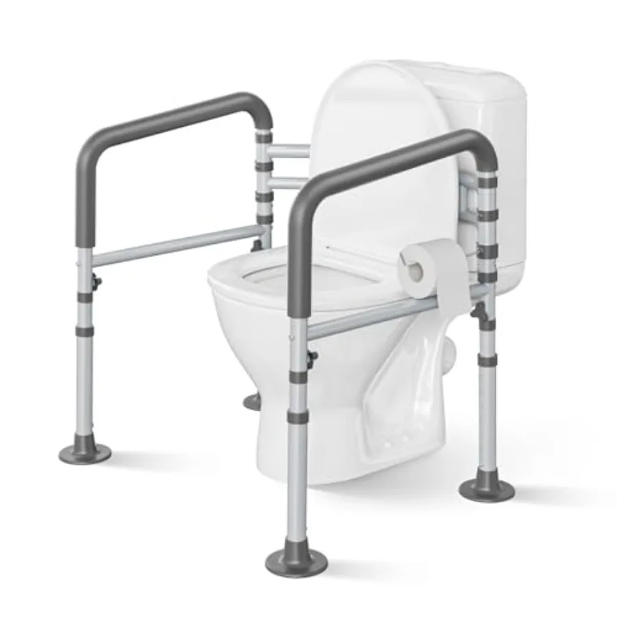 

Steel Toilet Safety Rail for Seniors- Heavy-Duty 11.7lbs for Stability and Support, Adjustable and Foldable Toilet handrail for