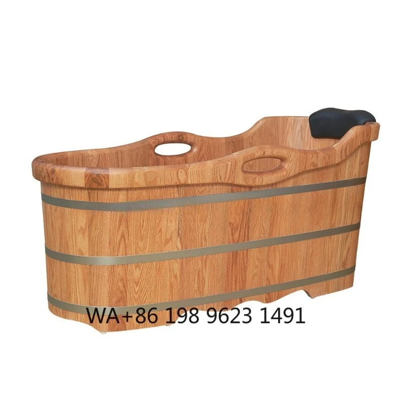 

Natural Solid Wood Freestanding SPA Bathtub Premium Cedar Material Waterproof Design Bathroom Shower Integrated Bath Tub