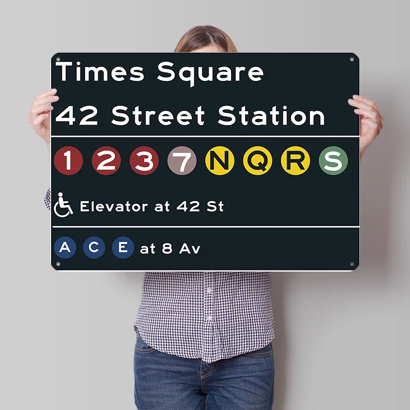New York Train Station Personalized 3D Textured Metal Poster Wall Art Tinplate Sign for Article Decoration Room Bar Accessories