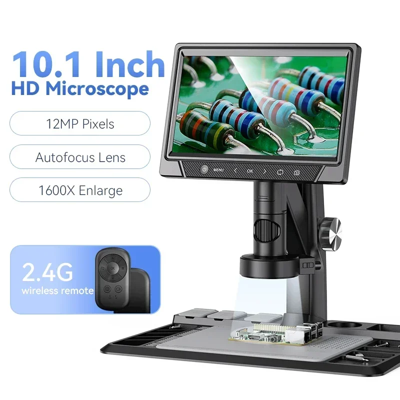 

1600X Continuous Zoom Digital Microscope 10 Inch HD LCD Display Portable Measuring Electron Microscope For PCB Board