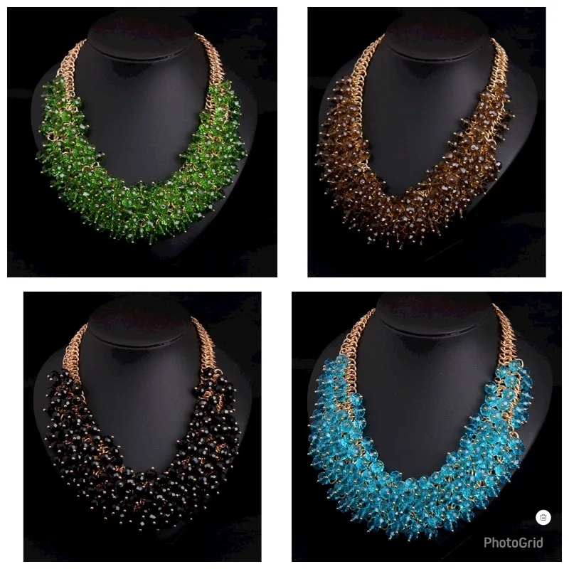 

All-handmade crystal glass multi-layer short clavicle heavy industry necklace women's fashion exaggerated jewelry