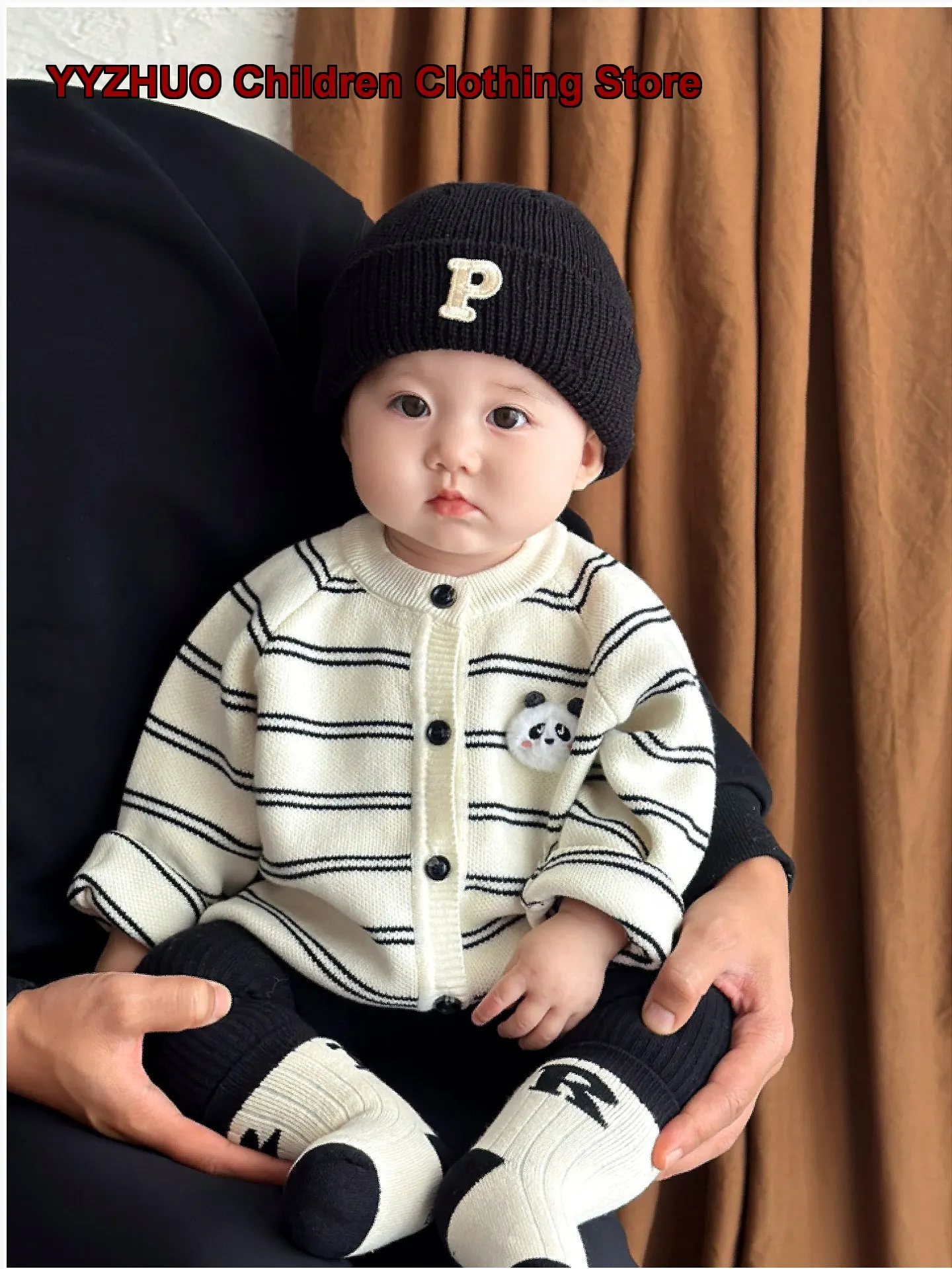 Infant Knit Cardigan Spring Autumn Striped Outfit Boys Girls Stylish Wear Kids