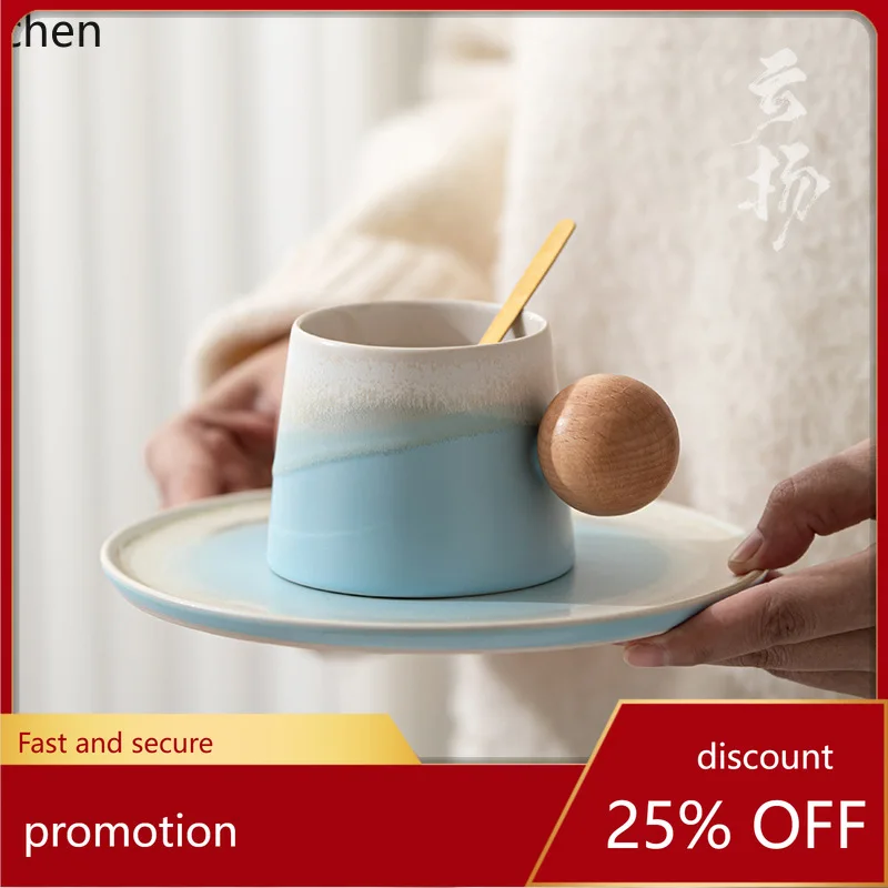 

ZML niche afternoon tea ceramic coffee cup latte cup and saucer set creative mug design gift box
