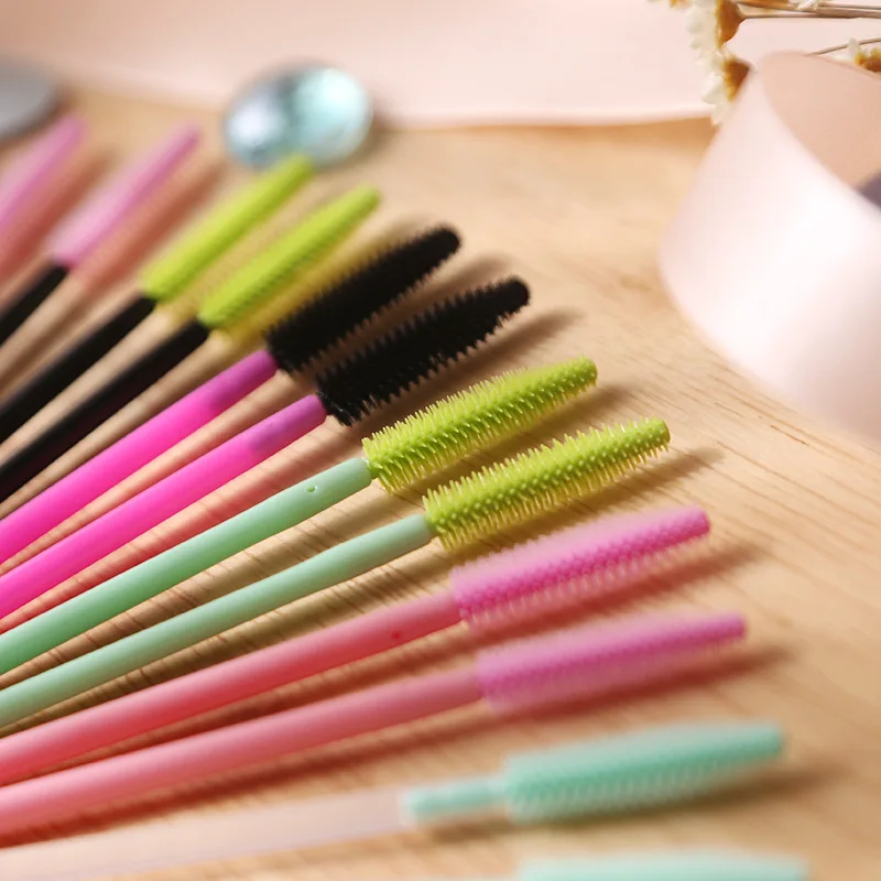 HOT 100 pcs Disposable Silicone Eyelashes Brushes Mascara Stick Applicator Makeup Brush Eyelash Extension Make up Tools