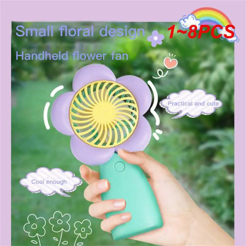 

1~8PCS Handheld Mini Fan New Style Small Fresh Flower Charging USB Convenient Fresh Interesting Fans Light Luxury Cooling