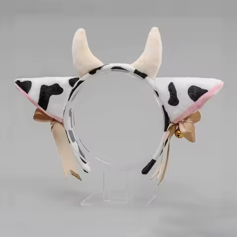 1 Set Animal Party Cosplay Costume Plush Cow Ears Horn Headband With Small Bells Ribbon Bow Anime Lolita Hair Hoop Girl Gifts
