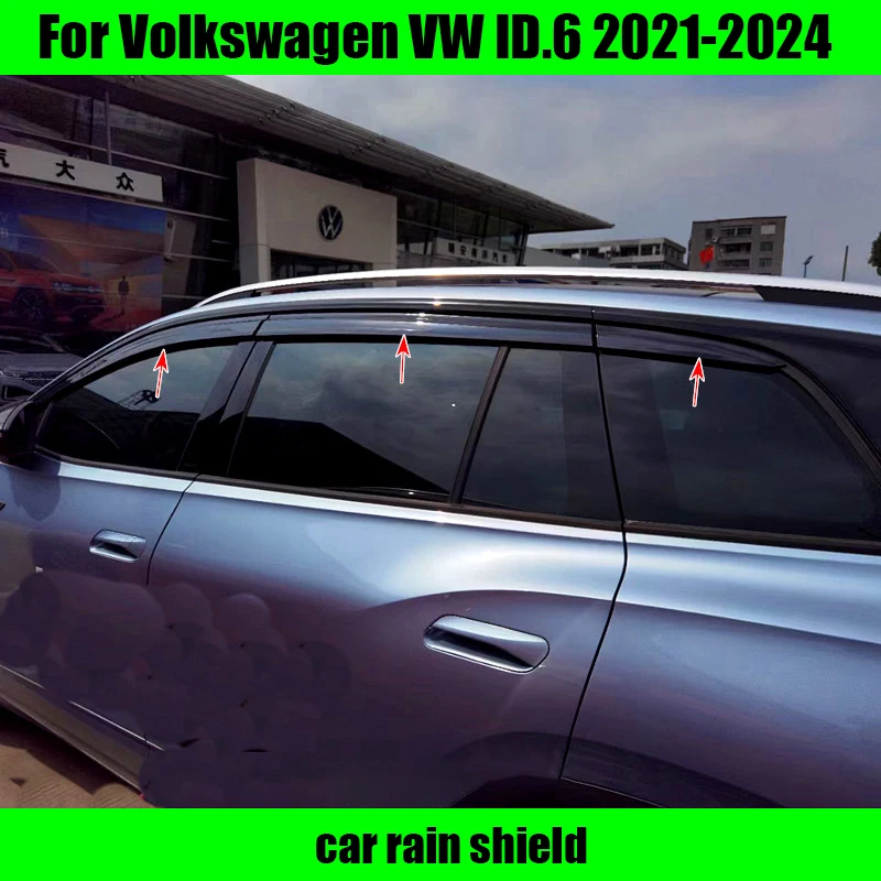 For Volkswagen VW ID.6 2021 2022 2023 2024 High quality PC material black car window rain and light barrier