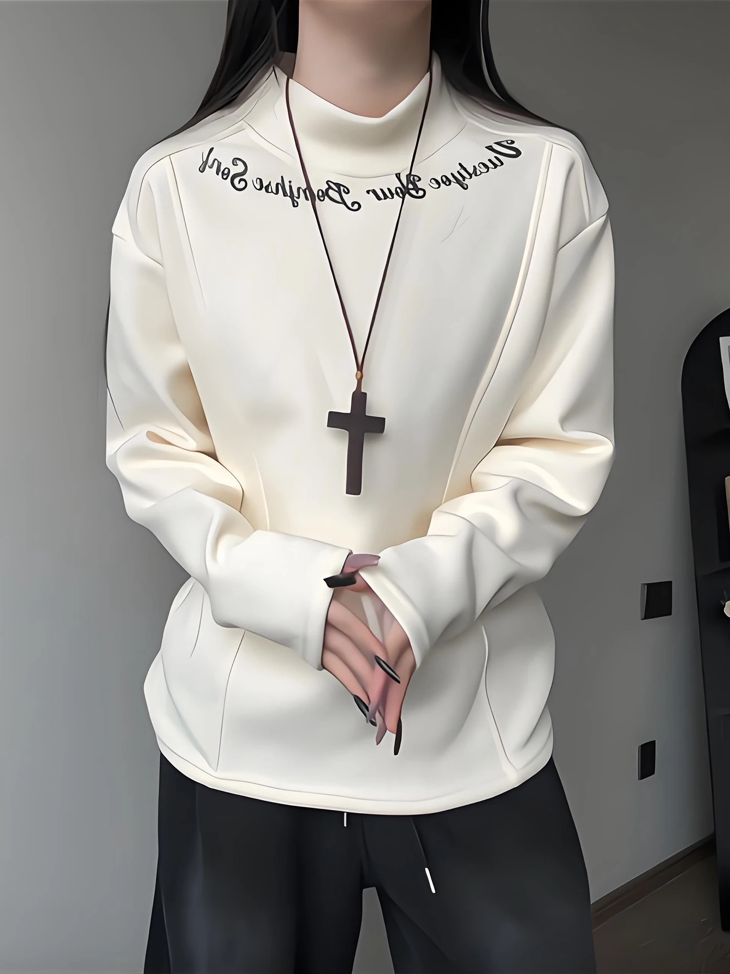 

Warm Fce Lined American Sle Long Sve T-irt Men's Winter Base Layer irt Print Inner Wear Loose Heavy Sweatirt