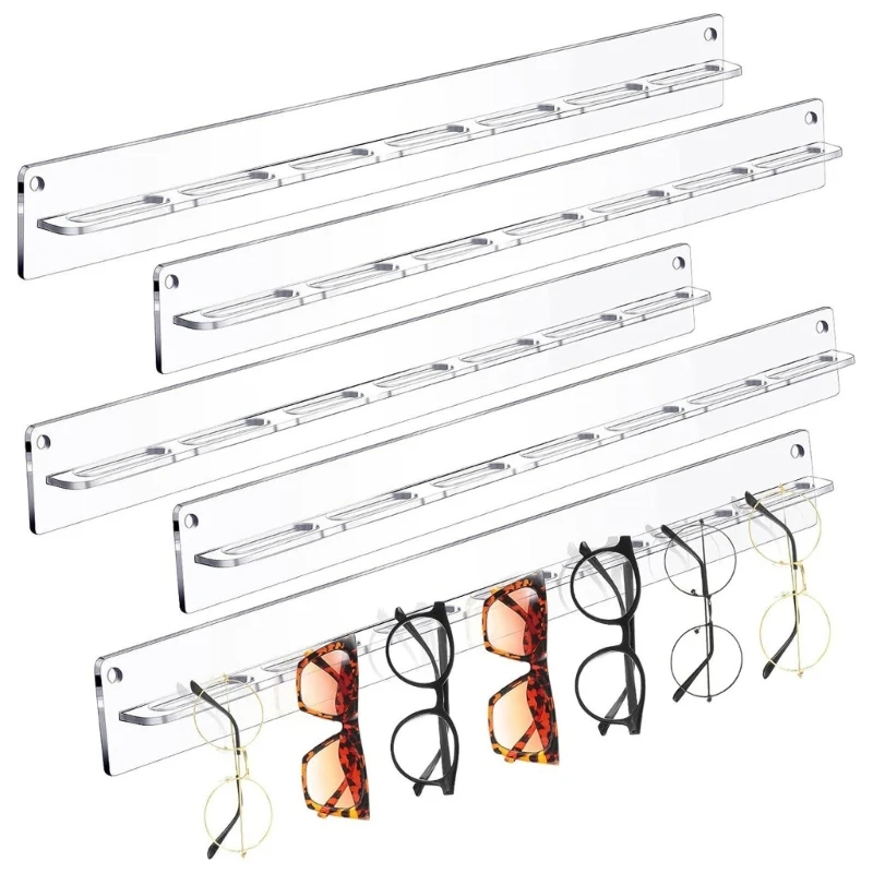 Acrylic Wall-Mounted Spectacle Shelf Hanging Non-perforated Sunglasses Display Stand Eyeglasses Holder Storage Rack