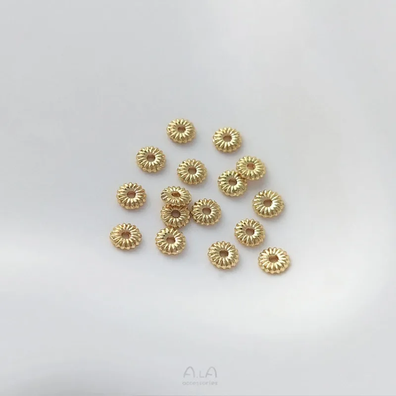 

14K Gold-Plated Small Daisy Spacer Beads, 4mm Flat Piece Charms for DIY Bracelet & Jewelry Making