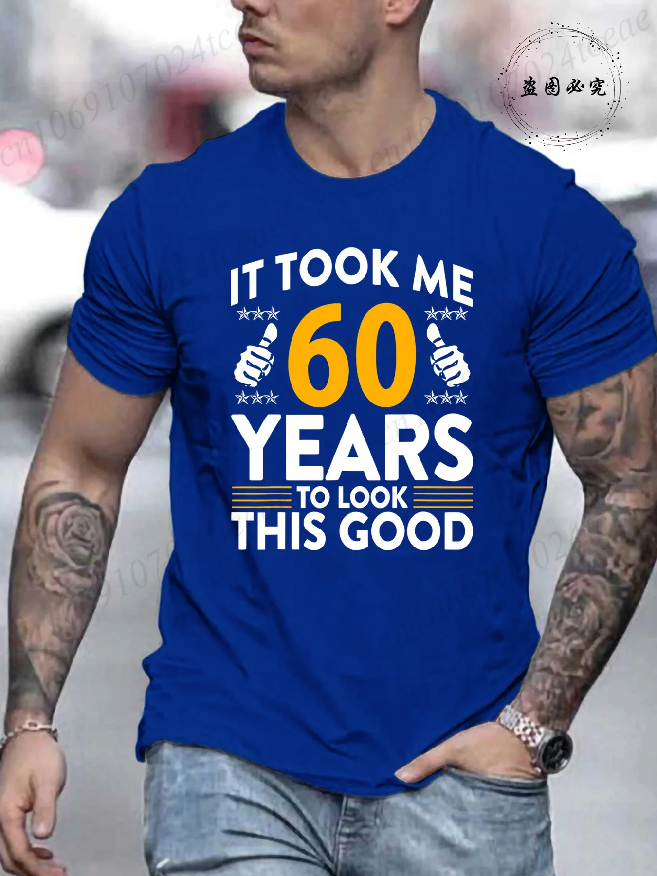 It Took Me 60 Years To Look This Good Printed T-Shirts Casual Short Sleeve Tees 60th Birthday Printed Male Tee Shirts Clothes