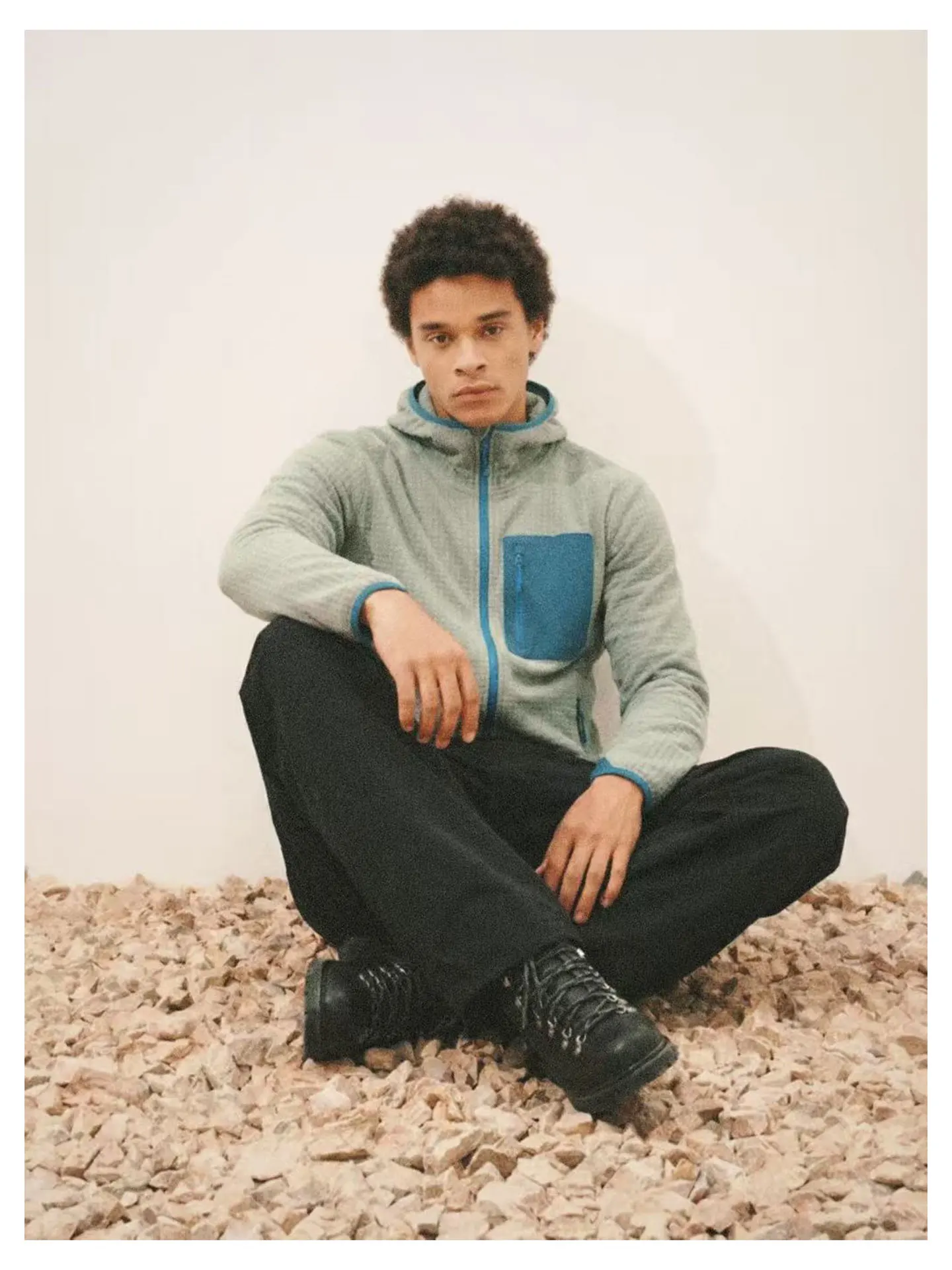 Chaqueta de senderismo cortavientos con forro polar KZC Cross the Mountain, gorro acolchado de fibra de poliéster con cremall...