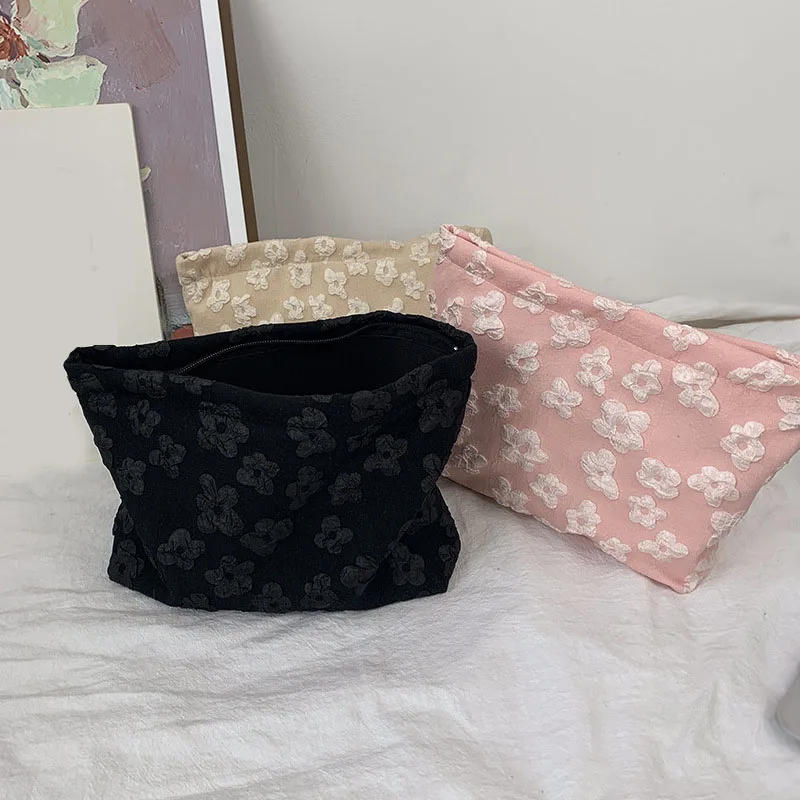 Pink Floral Small Fresh Travel Cosmetic Bag Female Clutch Wash Bags Fashion Women Make Up Storage Toiletry Bags Neceser