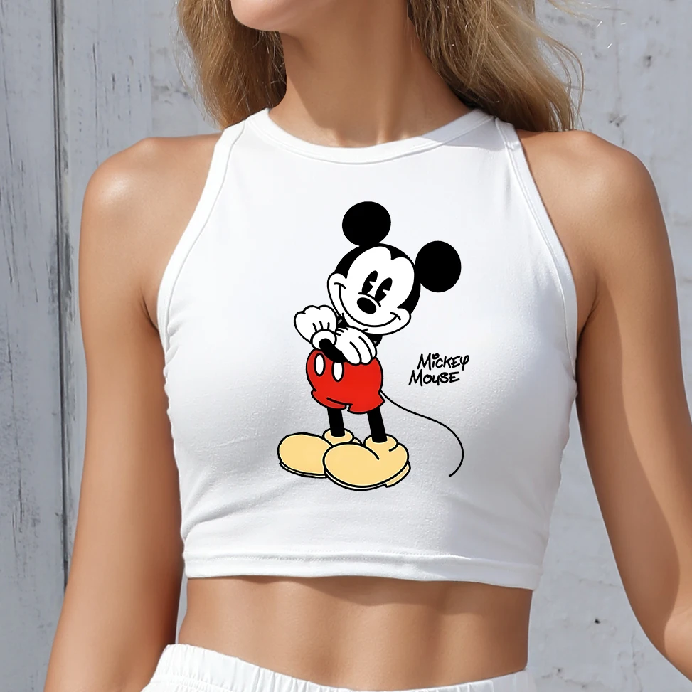 

Cartoon Disney Casual Tank Top Mickey Mouse Creative Print Women's Clothes Vest Summer Fashion Trend 2025 Ladies Crop Tops