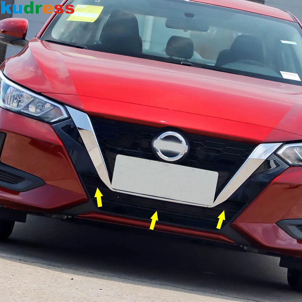 Front Lower Grille Grill Cover Trim For Nissan Sentra Bluebird Sylphy 2020 2021 2022 2023 2024 Stainless Steel Car Accessories