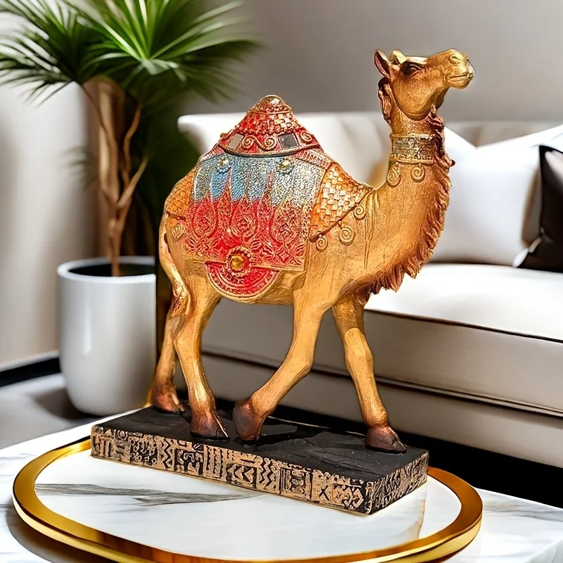 UAE 砂漠の黄金のラクダ樹脂工芸品 - サウジアラビア観光土産、手描きのオフィス装飾動物ホリデーギフト