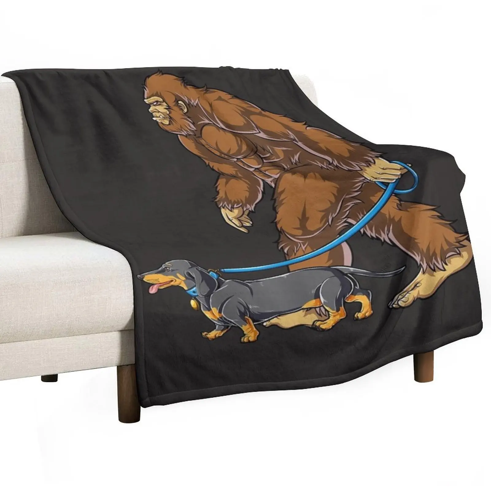 

Bigfoot Dog Walk Dachshund Sasquatch Throw Blanket Beautifuls Giant Sofa Blankets