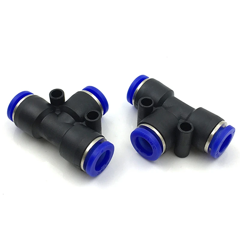 100Pcs PE Pneumatic Fittings Fitting Plastic T Type 3-Way For 4Mm 6Mm 8Mm 10Mm Tee Tube Quick Connector Lock