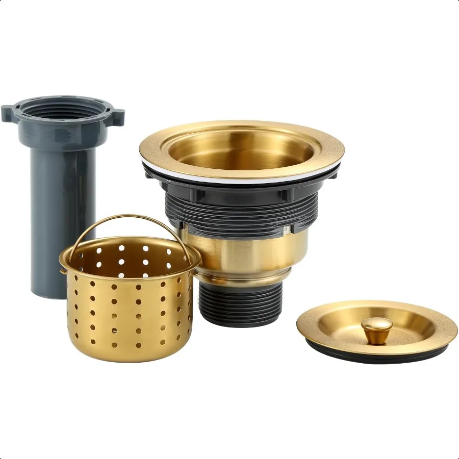 31 2 بوصة حوض المطبخ استنزاف الفولاذ المقاوم للصدأ القابل للإزالة سلة عميقة مصفاة الذهب بالوعة المطبخ استنزاف مع الذيل