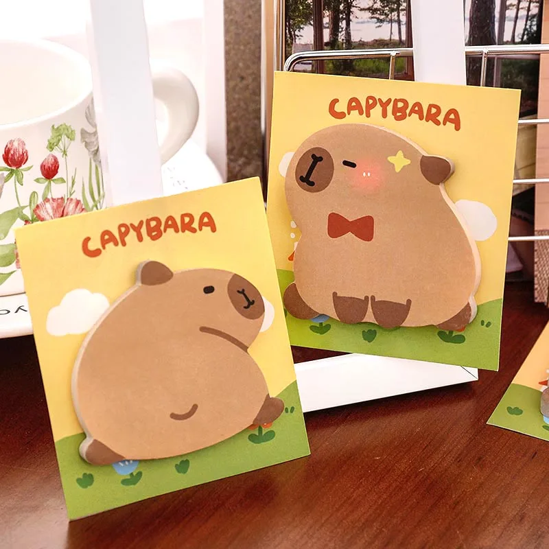 Imagem -04 - Creative Capybara Memo Pad Kawaii Animal Sticky Notes Etiqueta de Papelaria Planejador Notepad Etiqueta Post Material Escolar 40 Pcs por Lote