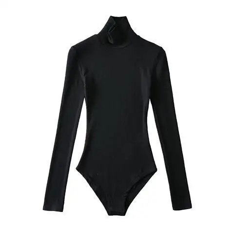 Thin and tight onesie female royal sister  autumn scheming high collar inside to show the figure bottom long-sleeved top