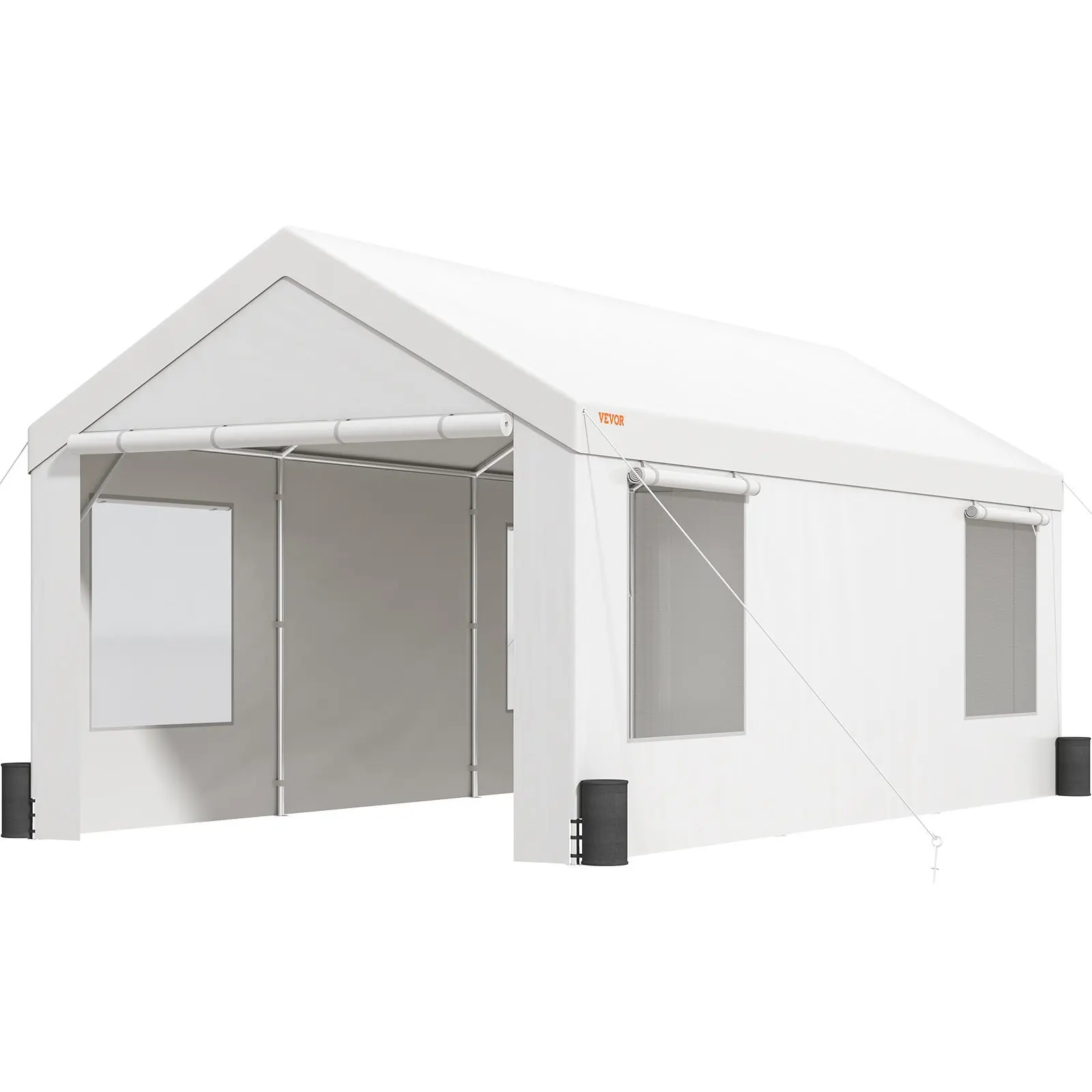 Carport, 12 x 20 ft Heavy Duty Car Canopy with Roll-up Ventilated Windows, Extra Large Portable Garage with Removable Sidewalls,