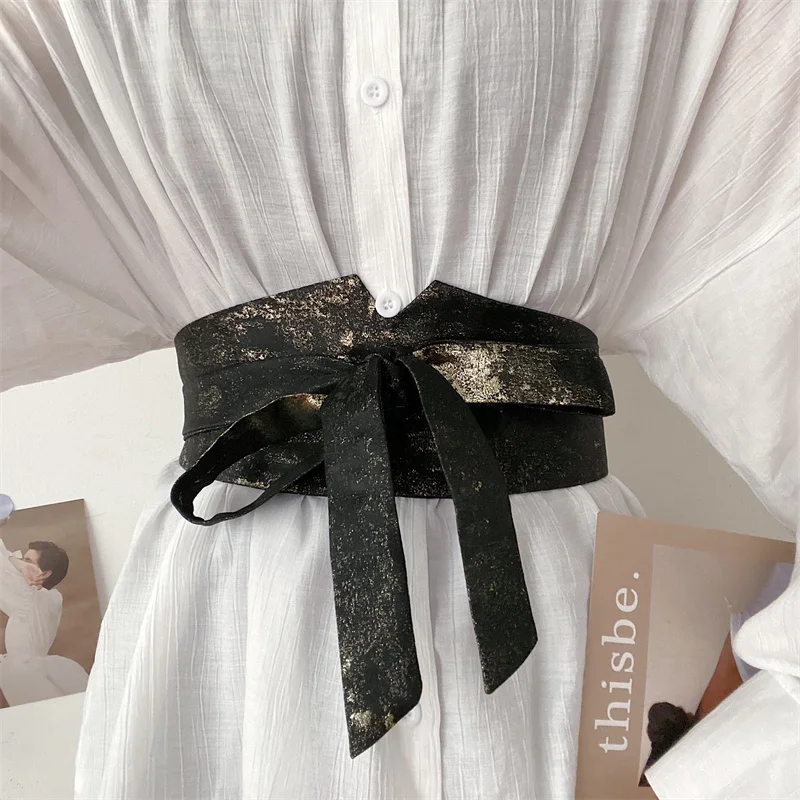 

Женский блестящий пояс с бантом, универсальный декоративный пояс для платьев, рубашек, юбок, блейзеров, элегантный модный пояс