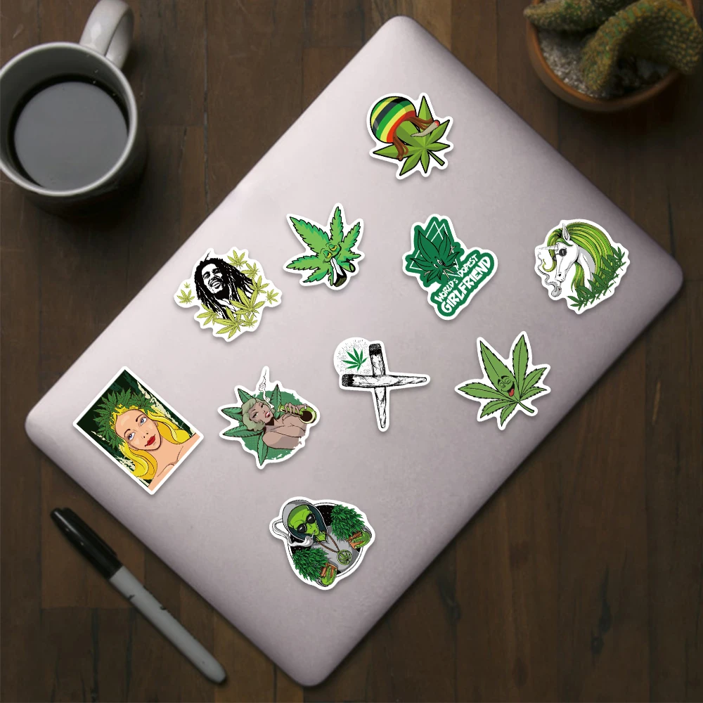 100Pcs Funny Characters Leaves Weed Smoking Graffiti Sticker Bike Travel Luggage Guitar Laptop Waterproof Cool Sticker