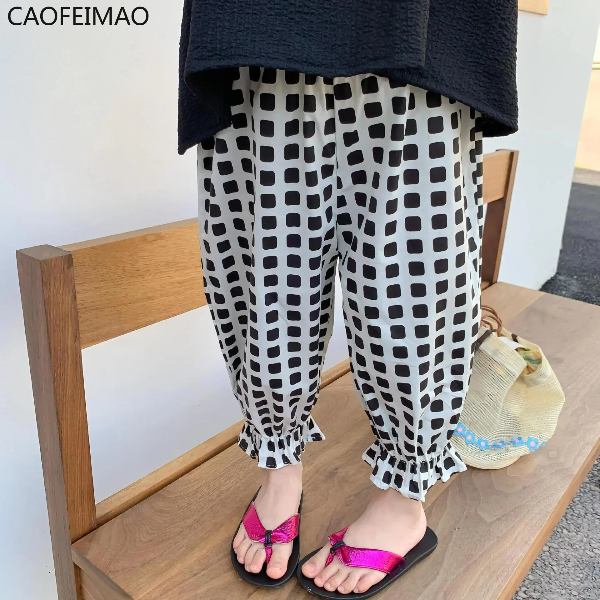 Girls Chiffon Leopard Polka Dots Print Capris Pants For Baby Girl Summer clothes Korea Pleated Mosquito Proof Pants Cool Pants