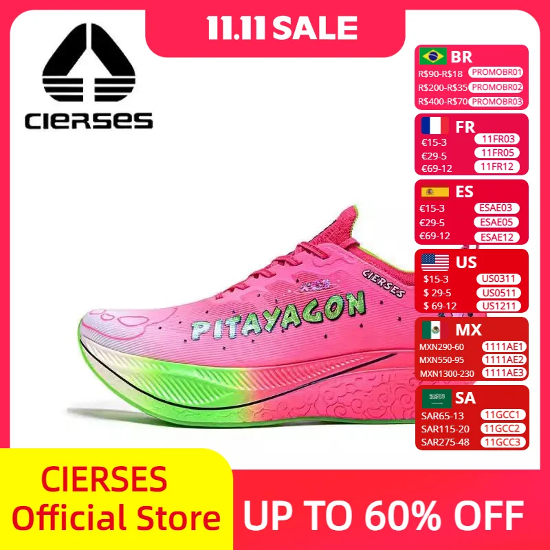 

CIERSES Carbon Plate Marathon Running Racing Shoes Мужские профессиональные противоударные сверхлегкие кроссовки со стабильной поддержкой
