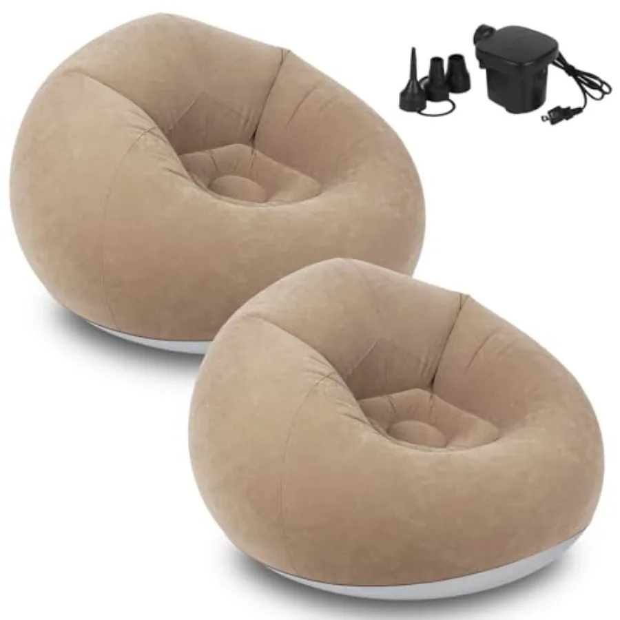 

Inflatable Bean Bag Chairs for Adults with Electric Air Pump Floding Portable Blow Up Couch Inflatable Lazy Sofa for Outdoor Mo