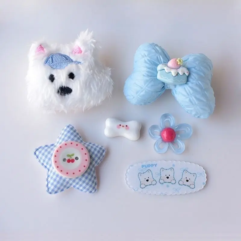 6PCS/Cute Doll West Highland Cave Shoe Buckle Bow Non Collision Shoe Flower DIY Detachable Cave Shoe Accessories