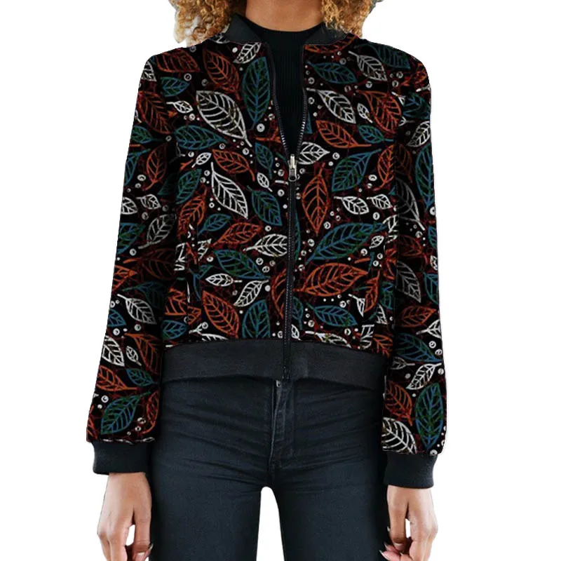 

African Print Women's Baseball Jacket Trendy Print Female Ankara Styles Short Bomber Coats