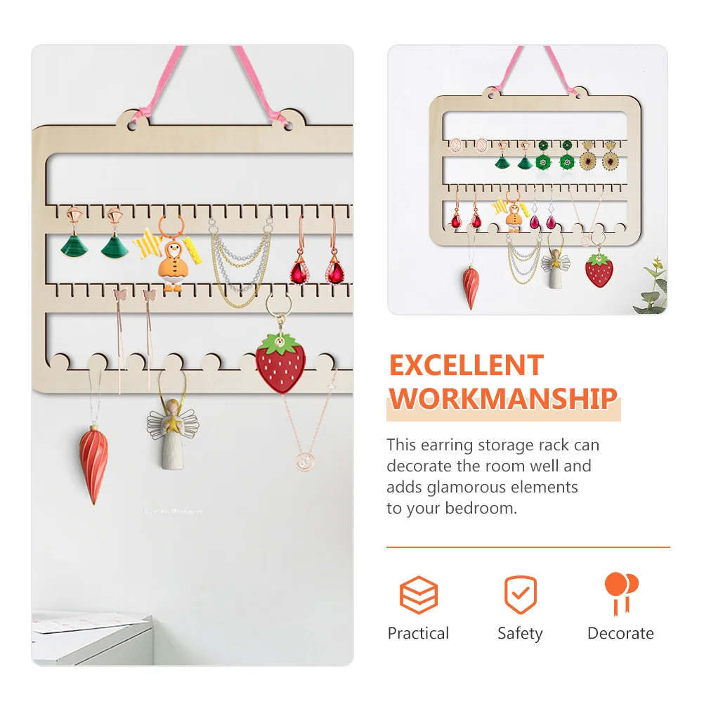 

Настенный органайзер для ювелирных изделий, деревянный держатель для сережек, подвесная стойка для демонстрации ювелирных изделий, экономия места, прочный, легкий дизайн
