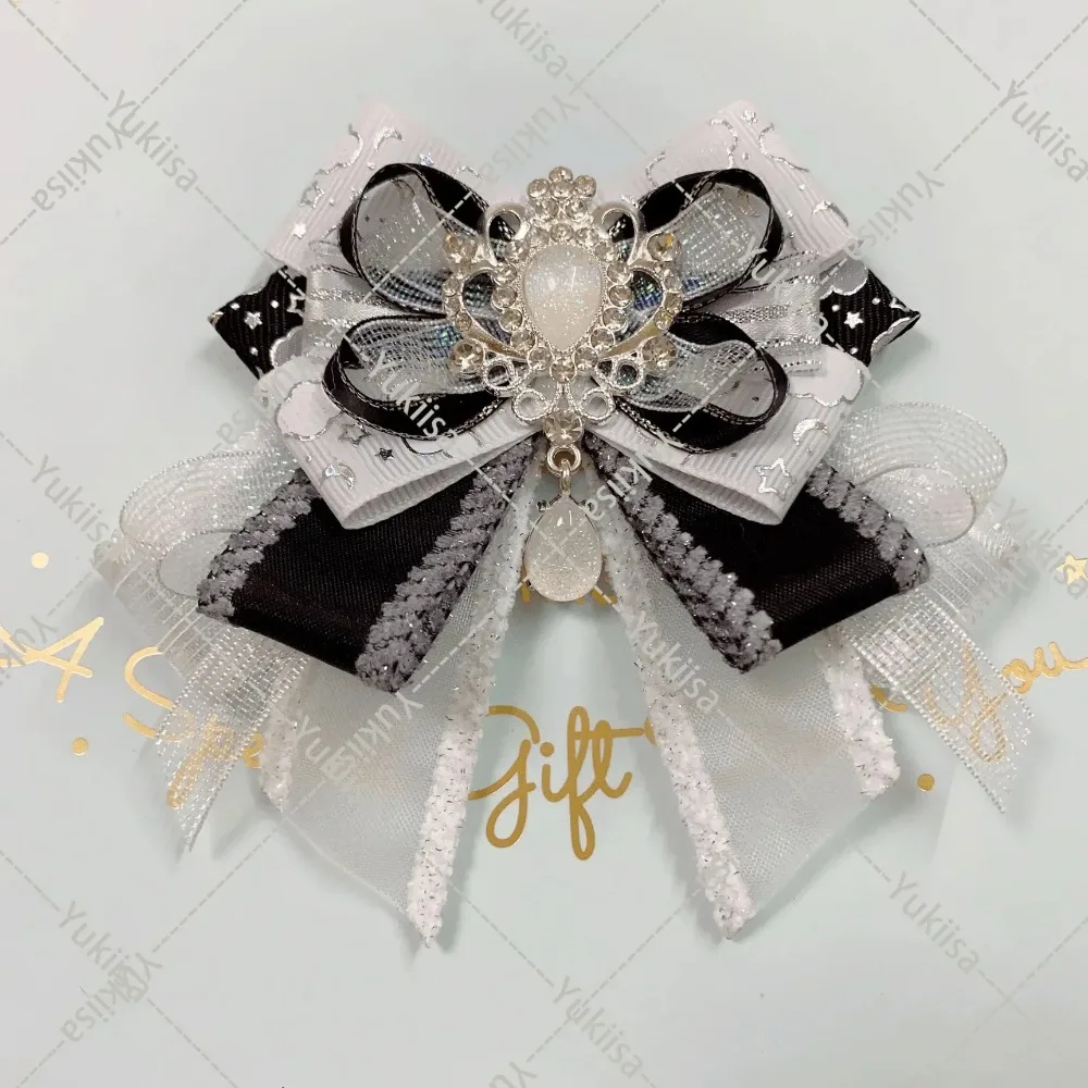 Bros dasi kupu-kupu asli berlian imitasi mewah dasi kupu-kupu Lolita Cosplay mode untuk wanita kemeja kerah bunga perhiasan buatan tangan