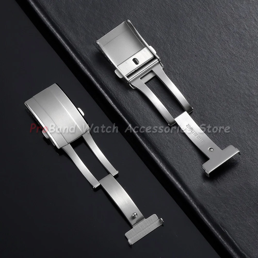 18/20mm Replacement Deployant Watch Button Clasp Watch Buckle Brushed Silver Folding Safety Milled Clasps Watch Repair Accessory
