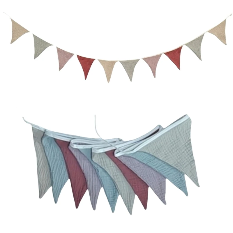 Banderín tela algodón, banderines, banderines triangulares, guirnaldas para guardería, Baby Shower y decoración sala