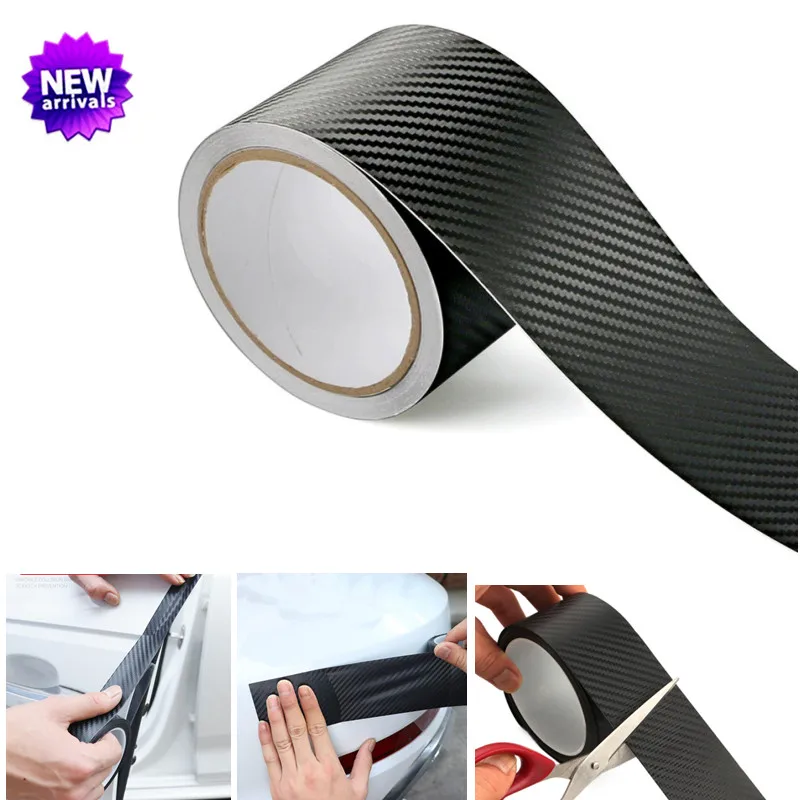 

5 м автомобильная лента из углеродного волокна, черная защита края двери автомобиля, боковое зеркало, противоударная полоса, водонепроницаемая защитная пленка, лента