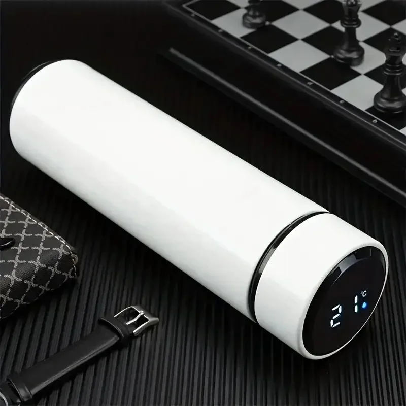 316 stainless steel smart thermos mug with led temperature display, touch control insulated bottle with tea separation